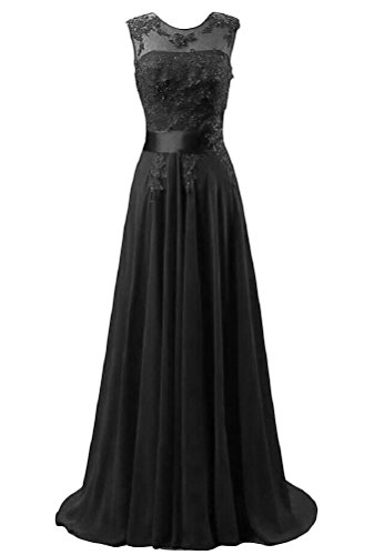 WAWALI Spitze Applikationen Damen Kleid Abend Party Abschlussball 16 Schwarz von WAWALI