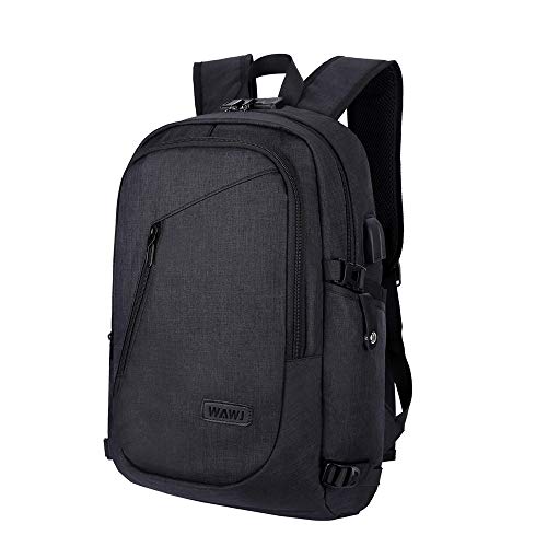 WAWJ Anti-Diebstahl Laptop Rucksack Wasserdicht 15,6 Zoll mit USB Computer Rucksacke Schulrucksack für Herren,Damen,Kinder von WAWJ