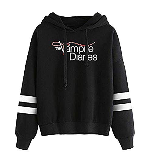 Hot TV Serie The Vampire Diaries Hoodie Sweatshirts Frauen Druck Pullover Gr. 36, Schwarz von WAWNI