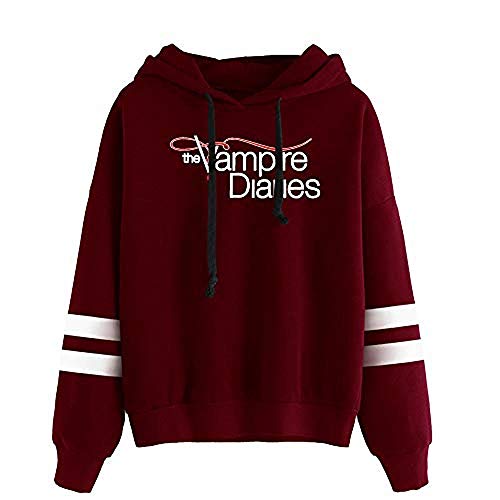 Hot TV Serie The Vampire Diaries Hoodie Sweatshirts Frauen Druck Pullover Gr. 36, rot von WAWNI