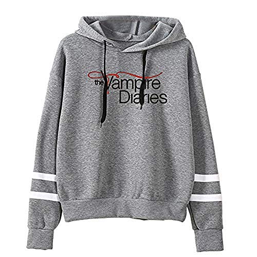 Hot TV Serie The Vampire Diaries Hoodie Sweatshirts Frauen Druck Pullover Gr. 38, grau von WAWNI