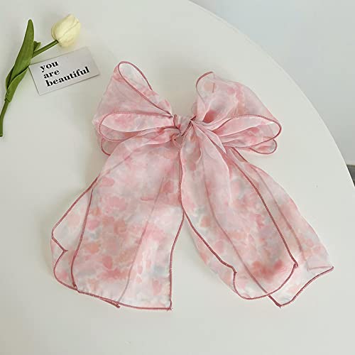 Haarspangen, Sommer-Super-Fee-Haarnadel mit großer Schleife, süßer Aufdruck, oberer Clip, Haarnadel for Mädchen, Haarschmuck for den Hinterkopf, Federklammer mit rosa Aufdruck und großer Schleife(Big von WAWPU