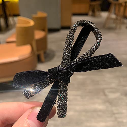 Haarspangen, seitliche Haarnadel, Jahr neu, Samtschleife, Pony-Clip, Kopfbedeckung, Mädchen, Retro-Entenschnabel-Clip,(Black) von WAWPU