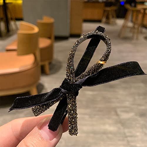 Haarspangen, seitliche Haarnadel, Jahr neu, Samtschleife, Pony-Clip, Kopfbedeckung, Mädchen, Retro-Entenschnabel-Clip,(Gold) von WAWPU