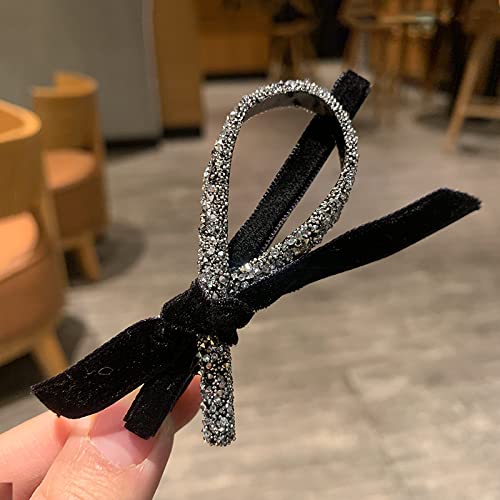 Haarspangen, seitliche Haarnadel, Jahr neu, Samtschleife, Pony-Clip, Kopfbedeckung, Mädchen, Retro-Entenschnabel-Clip,(Silver) von WAWPU