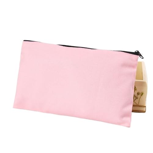 WAWPU 10 Stück Canvas Reißverschlusstasche DIY Kosmetiktasche, Mehrzweck, Stiftetasche, Reise, Geldbörse(Pink) von WAWPU