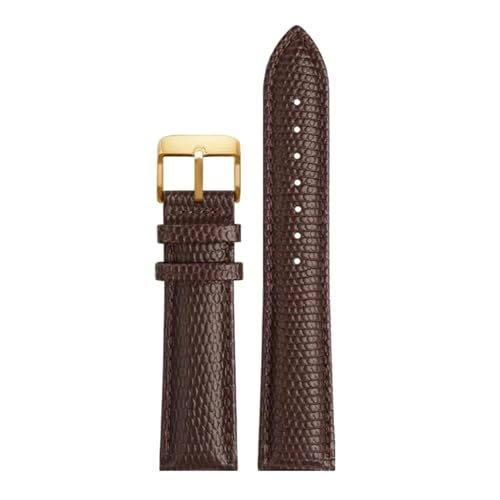 WAWPU 14 mm – 22 mm schwarz braun rot Eidechsenmuster Leder Uhrenarmband Uhrenersatzarmband Uhrenzubehör(Brown Gold Pin,21mm) von WAWPU