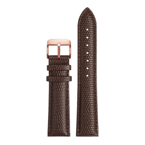 WAWPU 14 mm – 22 mm schwarz braun rot Eidechsenmuster Leder Uhrenarmband Uhrenersatzarmband Uhrenzubehör(Brown Rose Pin,16mm) von WAWPU