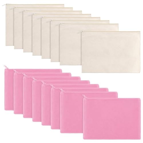 WAWPU 16 Stück Canvas Reißverschlusstasche Mehrzweck-Kosmetiktasche mit Make-up-Taschen Reise-Toilettenartikel Stift Bleistift Blank DIY Handwerk WAWPU 16 Stück Canvas Reißverschlusstasche Mehrzweck-Kosmetiktasche mit Make-up-Taschen Reise-Toilettenartikel Stift Bleistift Blank DIY Handwerk von WAWPU