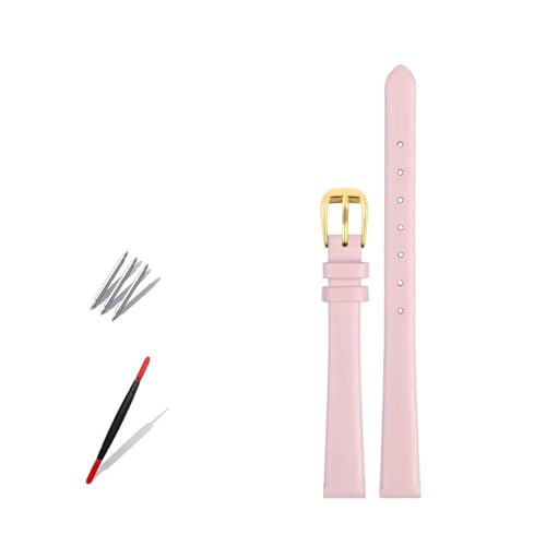 WAWPU Leder-Uhrenarmband for Damen, 6 mm, 8 mm, 10 mm, 12 mm, 14 mm, kleines Uhrenarmband(A Pink Gold,12mm) von WAWPU