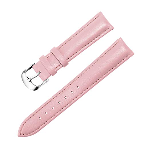 WAWPU Lederarmband Männer Frauen 22mm 18mm 20mm 16mm 14mm 12mm Uhrenarmband Metallschnalle(Pink,16mm) von WAWPU