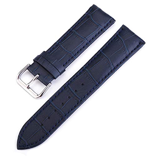 WAWPU Multicolor Uhr Armband Gürtel Frau Uhrenarmbänder Lederband 10-24mm(Dark Blue,18mm) von WAWPU