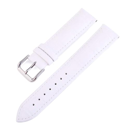 WAWPU Multicolor Uhr Armband Gürtel Frau Uhrenarmbänder Lederband 10-24mm(White,24mm) von WAWPU
