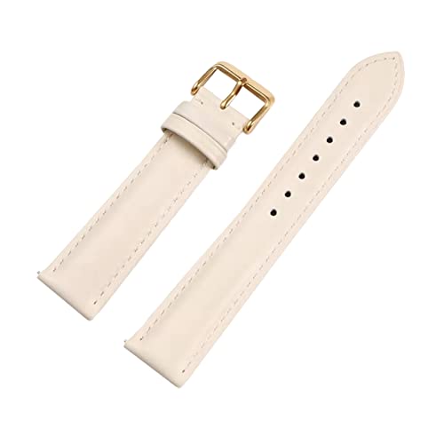 WAWPU Uhrenarmband aus Kalbsleder erster Schicht, einfarbig, 12/13/14/15/16/17/18/19/20/21/22 mm, Dornschließe, mit Schnellverschluss-Federsteg for Damen und Herren(Beige Gold,16mm) von WAWPU
