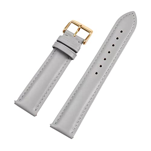 WAWPU Uhrenarmband aus Kalbsleder erster Schicht, einfarbig, 12/13/14/15/16/17/18/19/20/21/22 mm, Dornschließe, mit Schnellverschluss-Federsteg for Damen und Herren(Light Gray Gold,15mm) von WAWPU