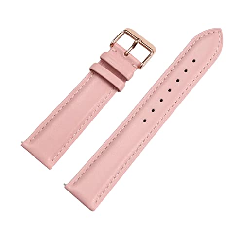 WAWPU Uhrenarmband aus Kalbsleder erster Schicht, einfarbig, 12/13/14/15/16/17/18/19/20/21/22 mm, Dornschließe, mit Schnellverschluss-Federsteg for Damen und Herren(Pink Rosegold,15mm) von WAWPU