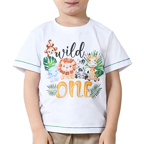 Baby Junge 1. Geburtstag T Shirt - Waldtiere Geburtstag Partyzubehör Kurzarm (as3, Numeric, Numeric_90, Babys (Jungen), Weiß-B) von WAWSAM