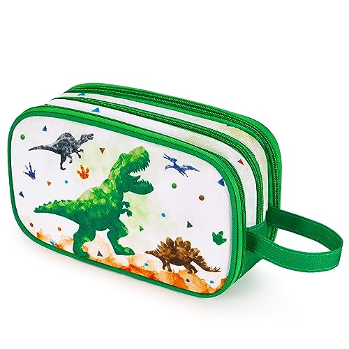 Dinosaurier Kinder Kulturtasche Jungen - Kinder Kulturbeutel Zum Aufhängen Waschbeutel Kosmetiktasche Herren Camping Reise Wasserdicht Tragbar Waschtasche für Geschenk von WAWSAM