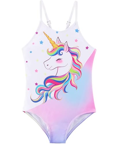 Einhorn Mädchen Badeanzug Regenbogen Badeanzüge Einteilige Schwimmen Bademode für 3 Jahre Kinder Verstellbarer Kleinkind Schwimmbekleidung Hawaiian Beach Strand Schwimmbad Urlaub von WAWSAM