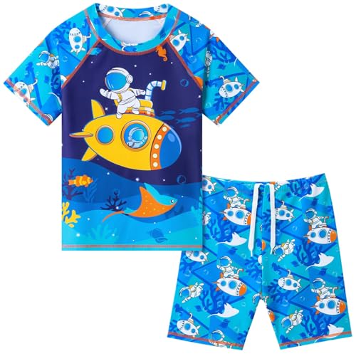 WAWSAM Kinder Jungen Badeanzug Bademode Jungen Uv-Schutz Bade-Set Trunk und Rashguard 2 Stück Ganzkör per Badeanzug für den Sommerschwimmurlaub von WAWSAM