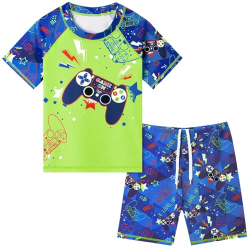 WAWSAM Kinder Jungen Badeanzug Bademode Jungen Uv-Schutz Bade-Set Trunk und Rashguard 2 Stück Ganzkör per Badeanzug für den Sommerschwimmurlaub von WAWSAM