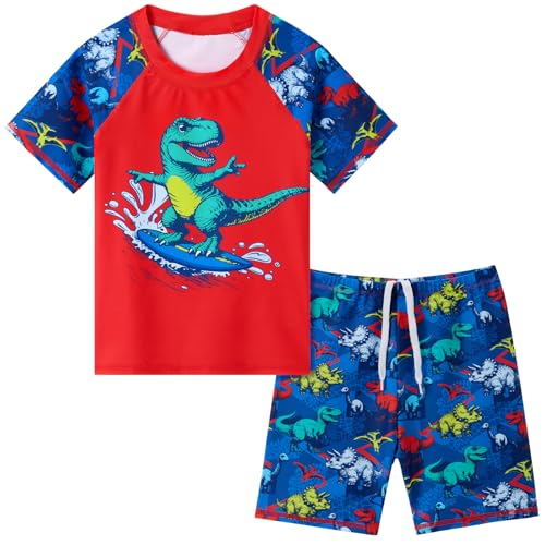 WAWSAM Kinder Jungen Badeanzug Bademode Jungen Uv-Schutz Bade-Set Trunk und Rashguard 2 Stück Ganzkör per Badeanzug für den Sommerschwimmurlaub von WAWSAM