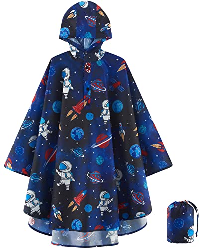 WAWSAM Mädchen Regenmantel Leichter Kinder Regenjacke Wasserdichter Kleinkind Regenponcho mit Kapuze Platz Regenbekleidung Kleine Mädchen Outdoor Jacken für Schule Wandern Camping von WAWSAM