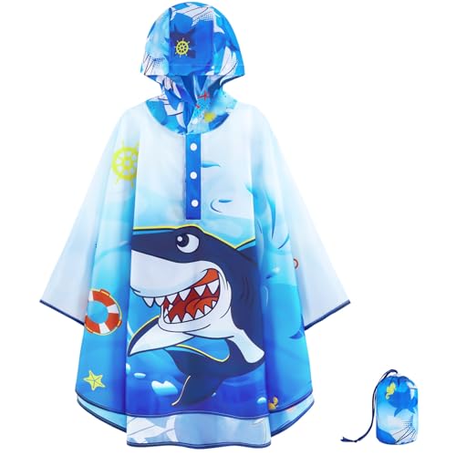 Regenponcho Kinder - Regenmantel Leichter Mädchen Jungen Regenjacke Kinder Wasserdicht Regencape Kinder Regenponcho mit Kapuze von WAWSAM