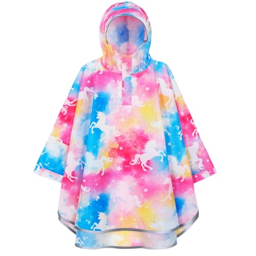 Regenponcho Kinder - Regenmantel Leichter Mädchen Jungen Regenjacke Kinder Wasserdicht Regencape Kinder Regenponcho mit Kapuze von WAWSAM