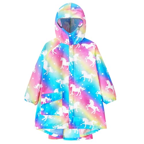 Regenponcho Kinder - Regenmantel Leichter Mädchen Jungen Regenjacke Kinder Wasserdicht Regencape Kinder Regenponcho mit Kapuze von WAWSAM