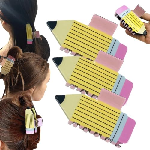 Bleistift-Haarklammern für Damen und Mädchen, Acryl, lustige Bleistift-Haarklammer, starker Zugangsklammer, lustiges Haar von WAXCMXYH