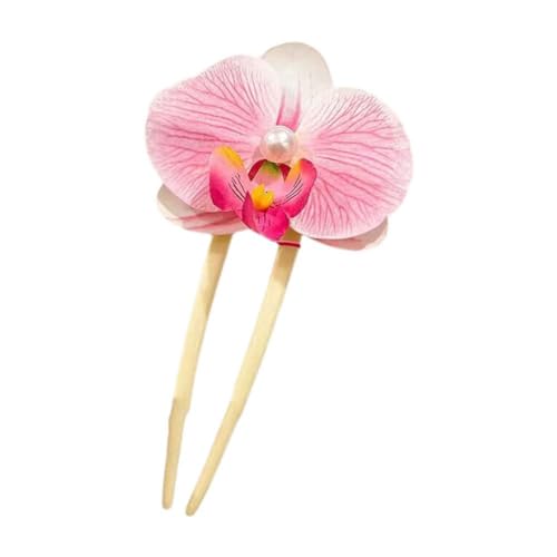 Blumen-Haarspangen für Damen, chinesischer Stil, Perlen-Orchideen-Blumen-Haarnadel, Stoffstücke, Blumen-Haarschmuck, Kopfschmuck, Haarspange von WAXCMXYH