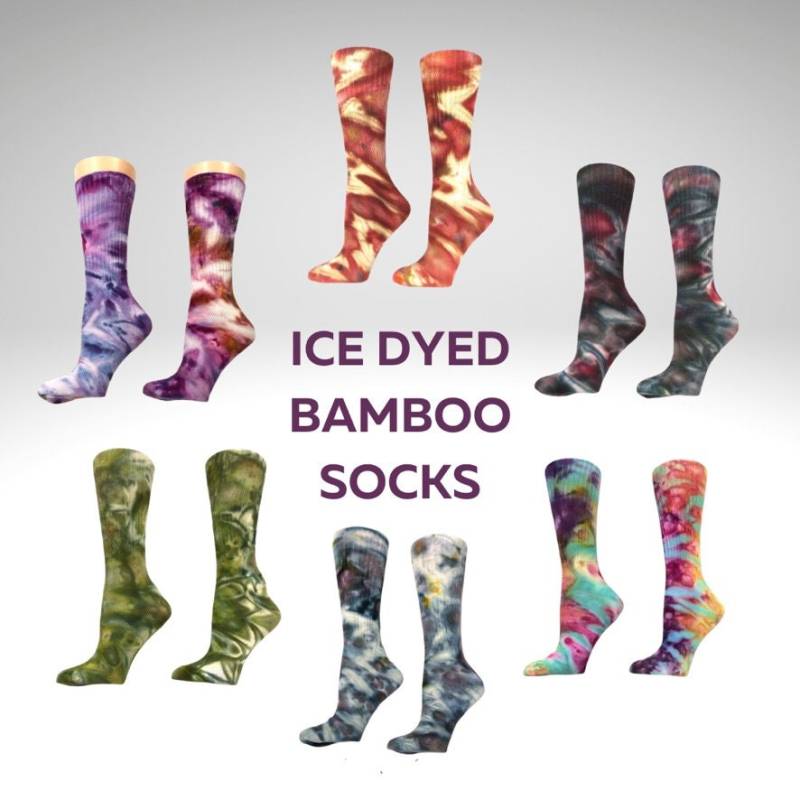 Handgefärbte Bambussocken Für Erwachsene | Luscious & Strong Ice Gefärbte, Weiche, Bequeme Socken Handgefärbt Im Waxonstudio in Asheville von WAXONstudio