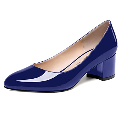 WAYDERNS Damen-Party-Pumps mit rundem Zehenbereich, zum Reinschlüpfen, dicker Absatz, 5,1 cm, Königsblau, 41 EU von WAYDERNS