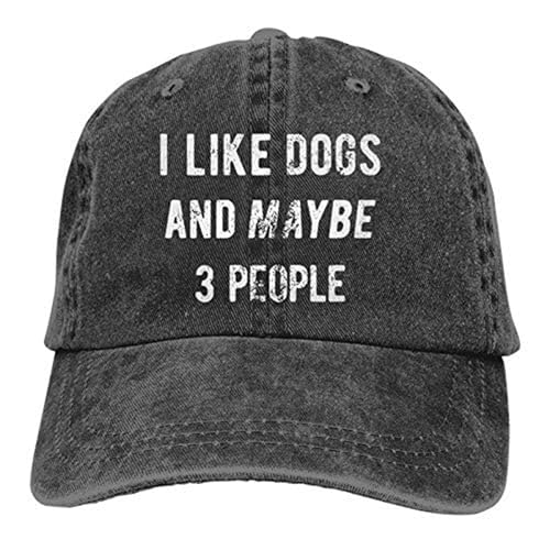 WAYMAY Baseballkappe "I Like Dogs and Maybe 3 People", Unisex, Erwachsene, Cowboyhut, volle Baumwolle, gebogene Krempe, Schwarz, Einheitsgröße WAYMAY Baseballkappe "I Like Dogs and Maybe 3 People", Unisex, Erwachsene, Cowboyhut, volle Baumwolle, gebogene Krempe, Schwarz, Einheitsgröße von WAYMAY