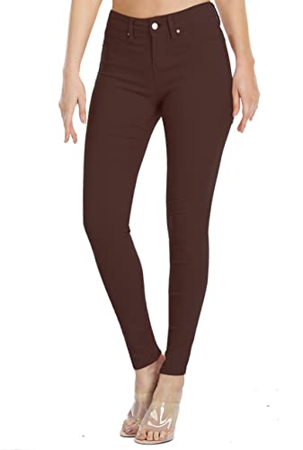 WAYRUNZ Damen Hyper Ultra Stretch Bequeme Hose Farbige Mid-Rise Skinny Jeans Junior Jegging, 026-forever Dark Coffee, 48 von WAYRUNZ