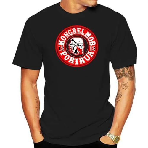 WAYSDA Mongrel Mob Logo Printed Graphic Men Casual Short Sleeves Tops Black XL von WAYSDA