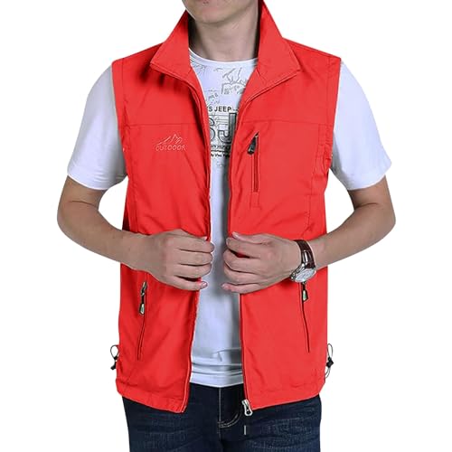 Anglerweste Herren Outdoor Leichte Sommerweste Mit Vielen Taschen Jagdweste Arbeitsweste Softshellwesten Jacke Reporterwesten Schnelltrocknend Atmungsaktive Vest Camping Fotografie Weste von WAZHAKU