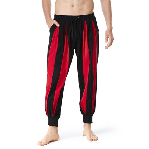 Haremshose Herren Gestreifte ClownsHose Hip Hop Outfit Mittelalterliche Hosen Freizeit Stilvolle für Männer Leinen Strandhose mit Taschen Elastischer Bund Casual Sommer Strand Lose Hose Haremshose Herren Gestreifte ClownsHose Hip Hop Outfit Mittelalterliche Hosen Freizeit Stilvolle für Männer Leinen Strandhose mit Taschen Elastischer Bund Casual Sommer Strand Lose Hose von WAZHAKU