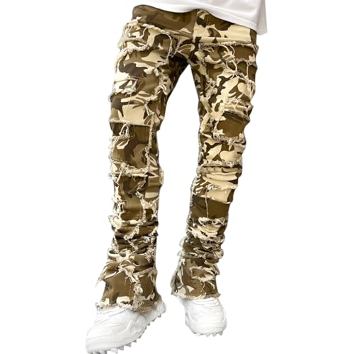 Herren Slim Fit Jeans Distressed Patchwork Stacked Frayed Skinny Denim Hose mit geradem Bein Hip Hop Harajuku Jeans Herren zerrissene Destroyed Straight Fit Washed Denim Jeans Hose Herren Slim Fit Jeans Distressed Patchwork Stacked Frayed Skinny Denim Hose mit geradem Bein Hip Hop Harajuku Jeans Herren zerrissene Destroyed Straight Fit Washed Denim Jeans Hose von WAZHAKU