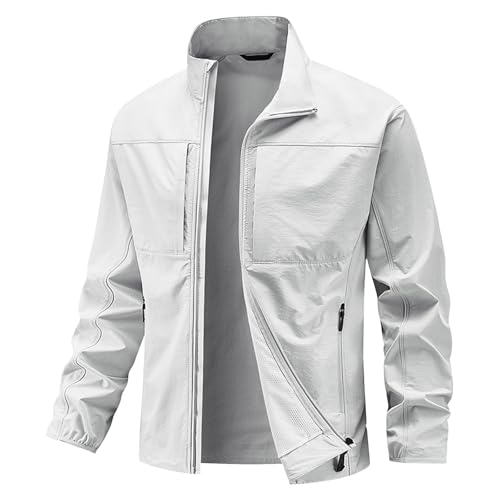 Trainingsjacke Herren Langarm Windjacke Laufjacke Sweatjacke Softshelljacke Casual Klassischer Leichte Motorrad Jacke Trachtenjacke Herbst Winter Jogging Jacke von WAZHAKU