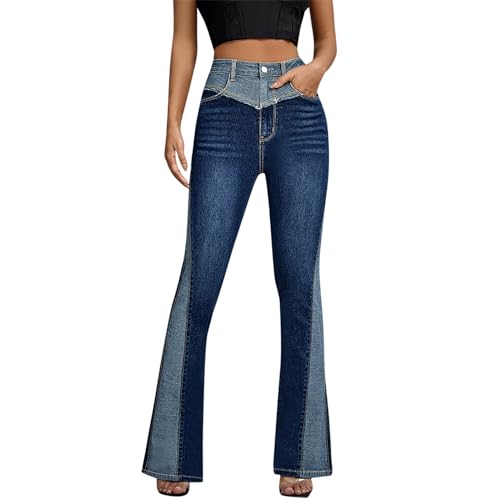 WAZHAKU Baggy Jeans Y2k Jeans Mit Knopfleiste Damen Zerstören Skinny Jeanshose Mode Bootcut Denim Overall Damen Jeansjacke Baggy Kurze Hose Damen Jeans Vintage Outdoor Jeans Streetwear von WAZHAKU