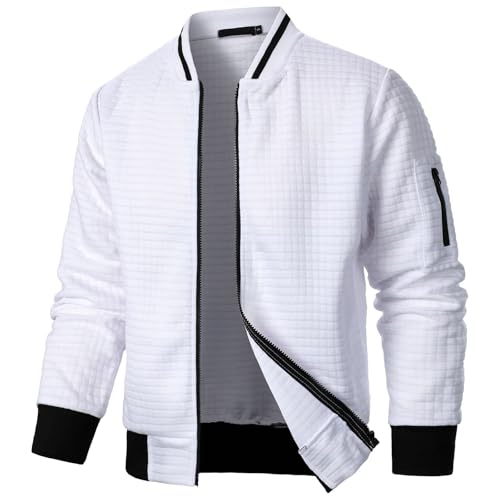 WAZHAKU Dünne Herbstjacke Herren Leicht Bomberjacke Dünne Blouson Stehkragen Business Casual Blouson Jacke mit Taschen Lässig Herbst Winter Casual Übergangsjacke Fliegerjacke Freizeitjacke von WAZHAKU