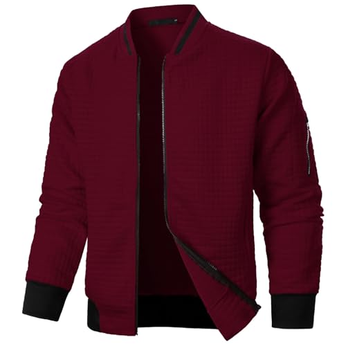WAZHAKU Dünne Herbstjacke Herren Leicht Bomberjacke Dünne Blouson Stehkragen Business Casual Blouson Jacke mit Taschen Lässig Herbst Winter Casual Übergangsjacke Fliegerjacke Freizeitjacke von WAZHAKU
