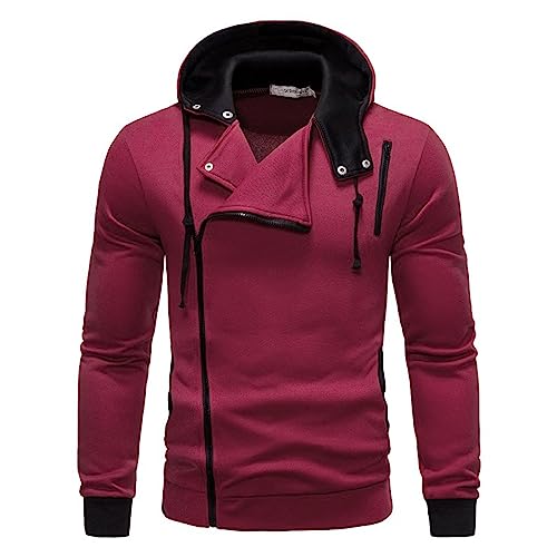 WAZHAKU Herren Kapuzenjacke Kapuzenpullover Hoodie mit schrägem Reissverschluss Kapuzenpullover Herren Sweatjacke Kapuzen-Jacke Zip-Hoodie mit Kapuze und optionalem Baumwollmaterial Meliert von WAZHAKU
