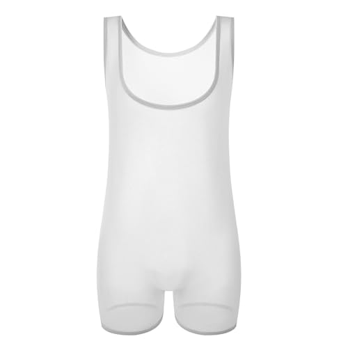 WAZHAKU Herren Mesh Body Unterwäsche Transparent Unterhemd Männer Bodysuit Erotik Dessous Herrenbody stringbody Reizwäsche Bodyanzug Men Nachtwäsche Schwarz Nude Transparent Unterwäsche Bodysuit von WAZHAKU