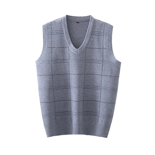 WAZHAKU Herren Strickweste ohne Arm Frühling Warm Strickweste Weste V-Ausschnitt Herbst Strick Westover Pullunder Outdoor Comfort Fit Slim Fit Vintage Strickpullover Winterpullover von WAZHAKU