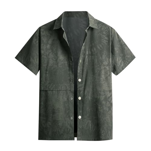 WAZHAKU Herrenhemden Kurzarm Lockere Große Größen Cargo Hemd Sommer Baumwollehemd Täglich Leinen Baggy Leicht Atmungsaktiv Sommer Lässig Polohemd Casual Baumwolle Oversize Cargohemd 6XL 7XL 8XL von WAZHAKU