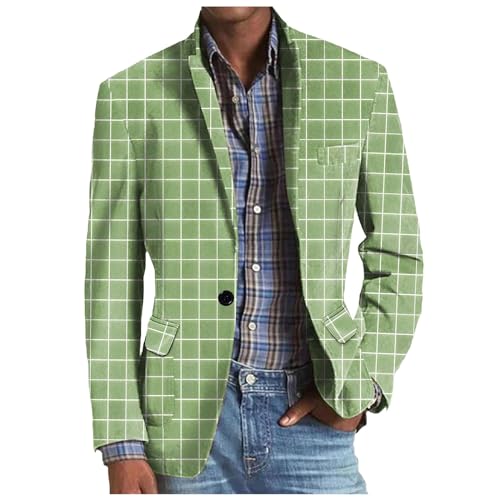 WAZHAKU Herrensakko Sakko Herren Vintage Print Regular Fit Klassisch Blazer Tweed Anzugjacke Wolle für Hochzeitsfeier Anzugjacke Herrensakko Mode Slim Fit Karierter Blazer Freizeit Mit Knöpfen von WAZHAKU