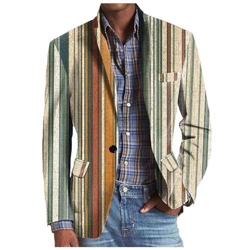 WAZHAKU Herrensakko Sakko Herren Vintage Print Regular Fit Klassisch Blazer Tweed Anzugjacke Wolle für Hochzeitsfeier Anzugjacke Herrensakko Mode Slim Fit Karierter Blazer Freizeit Mit Knöpfen von WAZHAKU